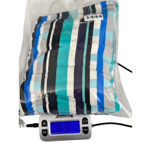 Eliza J Dress Size 14 Blue White Geometric Striped 3/4 Sleeve Knit Casual Shift - Picture 13 of 13